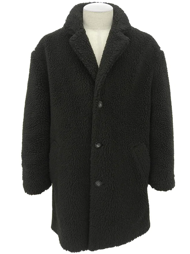 Dolce & Gabbana Boa Logo Button Coat #46 Black in Black from VINTAGE QOO TOKYO