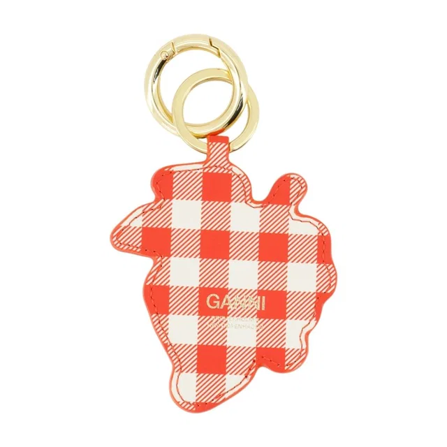 GANNI Gingham Calfskin Key Charm — Red Belt Buckles in Red Calfskin from HEWI