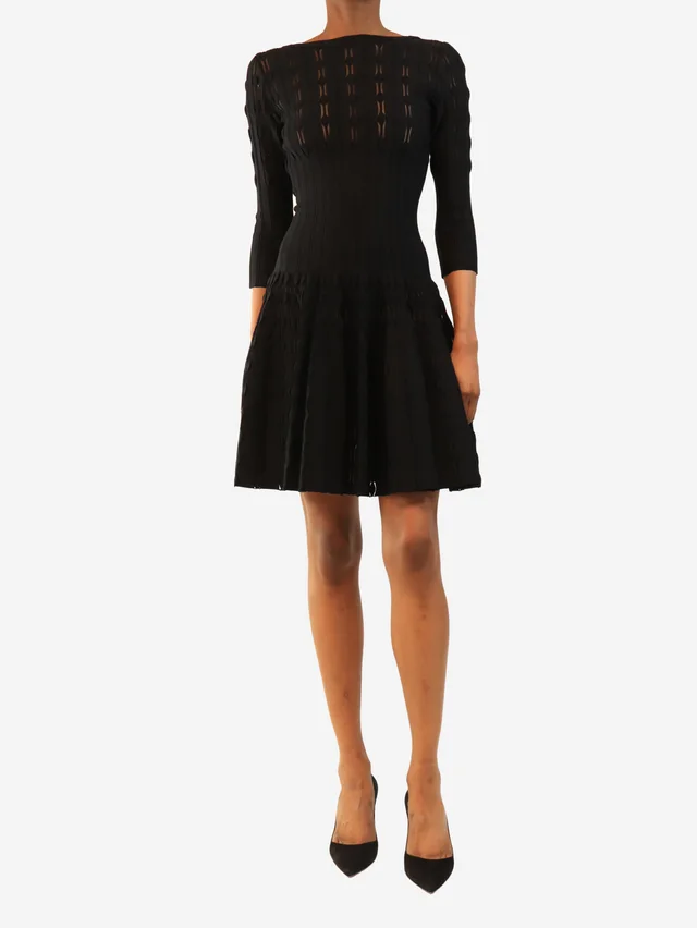 Alaïa Black skater mini dress - size UK 4 in Black from Sign of the Times