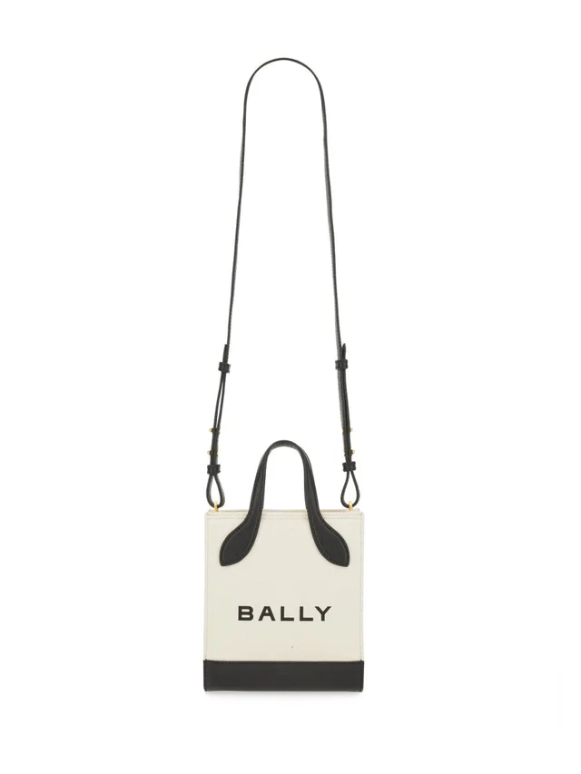 Bally Logo-Embroidered Organic Cotton Top Handle Bag — Ivory in White Leather from HEWI