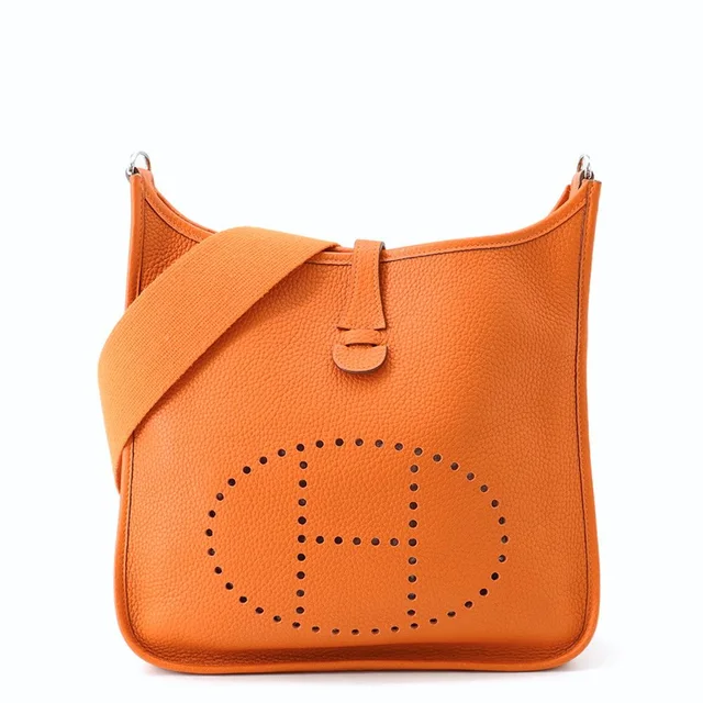 Hermès Shoulder Bag Evelyne 1 PM Orange Silver Taurillon Clemence in Orange Clemence leather from The Reluxe