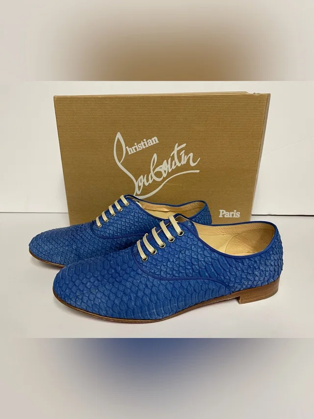 Christian Louboutin Fred Lace-Up Oxfords Flats Royal Blue 38.5 in blue from Poshmark