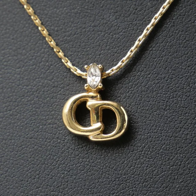 Dior Necklace CD Logo Rhinestone Gold in Gold from The Reluxe