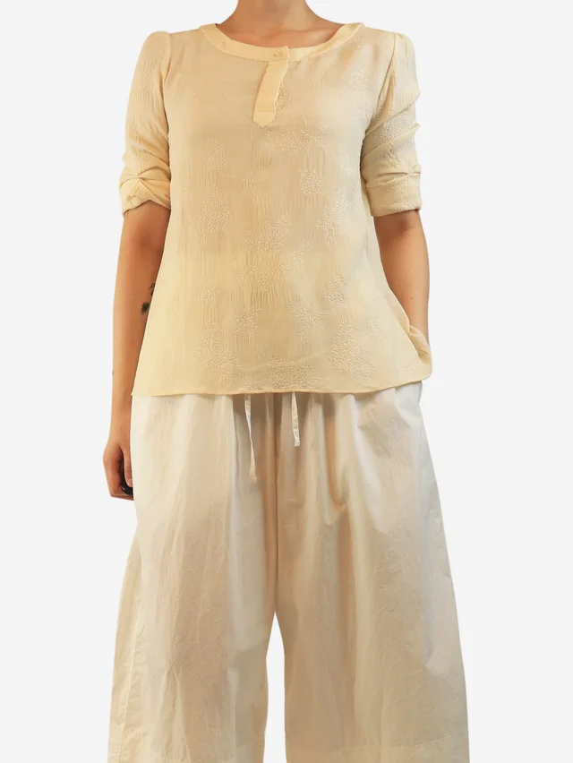 Chloé Butter yellow floral silk blouse - size UK 8 in Yellow Silk from Sign of the Times