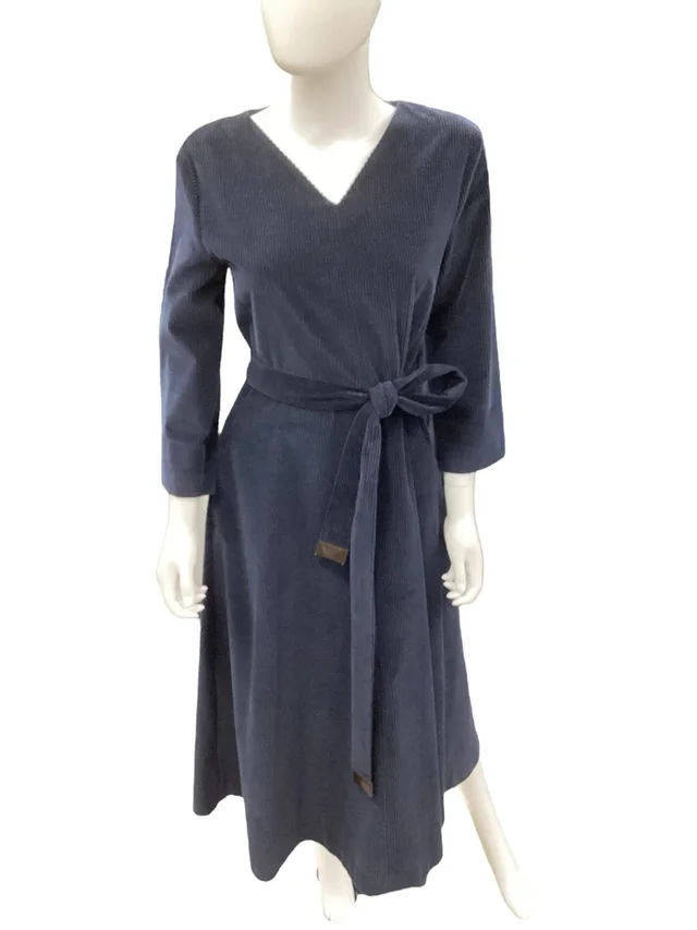 ‘S Maxmara Dress Women’s Size 10 Corduroy Belted V-Neck Back Zipper Navy Blue in blue from Poshmark