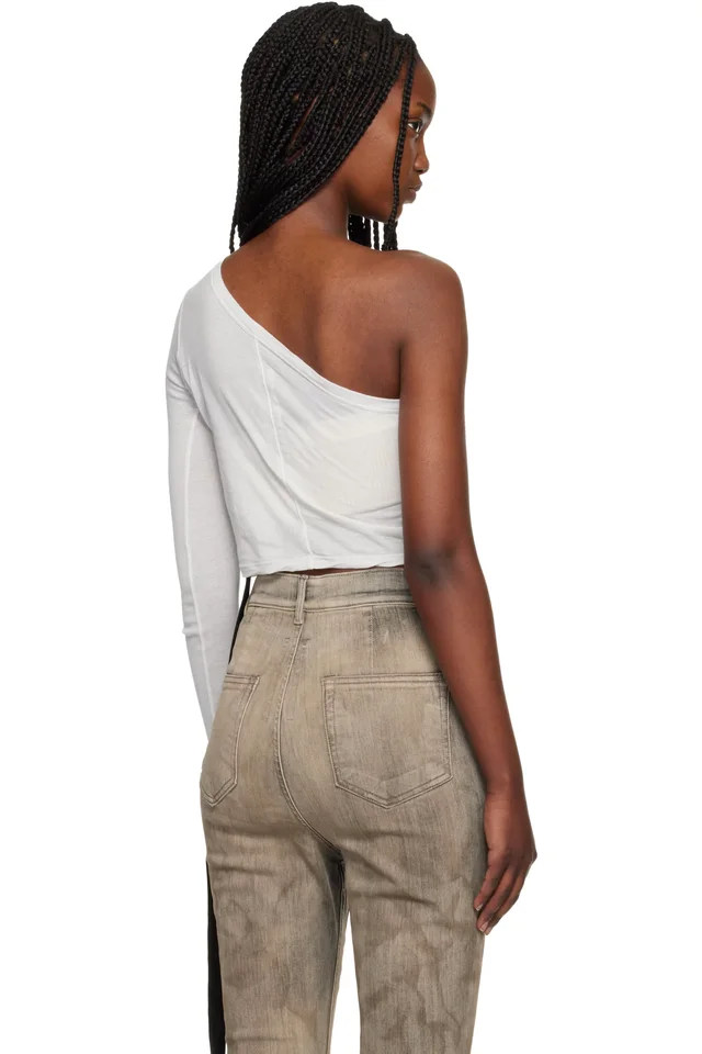 Rick Owens DRKSHDW White Temple Ziggy T-shirt, photo 3 of 4 from SSENSE