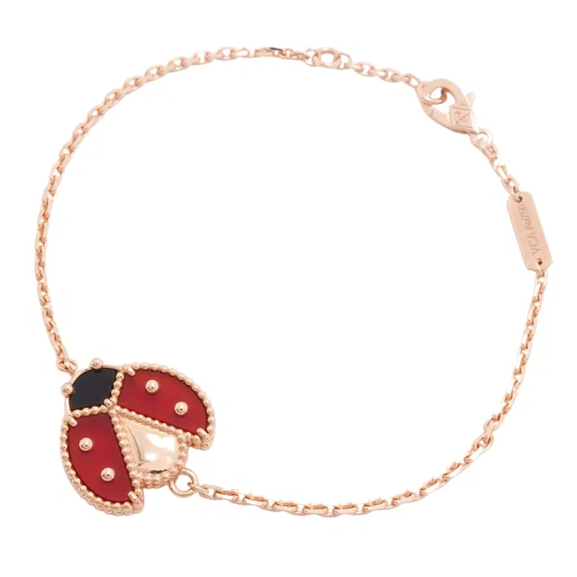 Van Cleef & Arpels Bracelet Lucky Spring Open Wing Bug 18 Pink Gold Onyx in Pink from The Reluxe