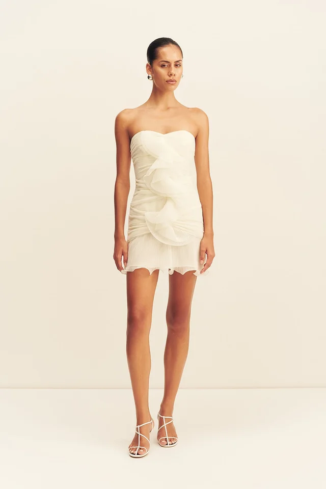Shona Joy FEDERICK PLEATED RUFFLE MINI DRESS - IVORY from Shona Joy, photo 1 of 1