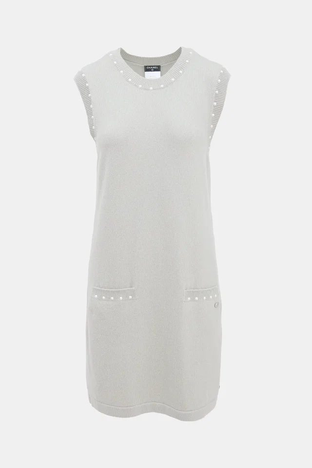 Chanel Cashmere Pearl Trimmed Dress in Cashmere from VSP Consignment