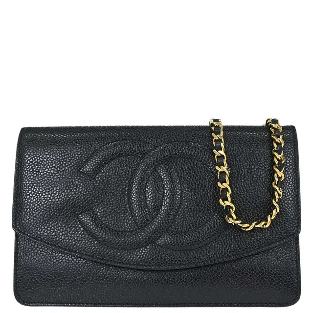 Chanel 1996-1997 Black Caviar Skin Timeless WOC Wallet on Chain Shoulder Bag in Black Caviar leather from AMORE Vintage Tokyo