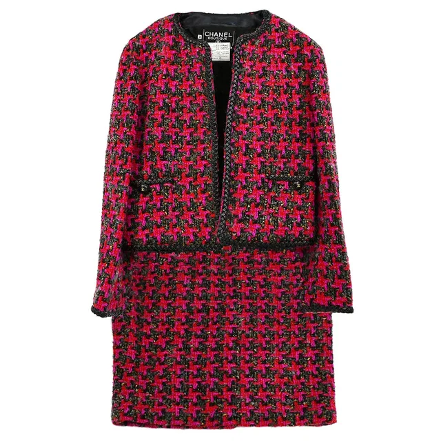 Chanel Setup Suit Jacket Skirt Pink 29 #36 in Pink Wool from AMORE Vintage Tokyo