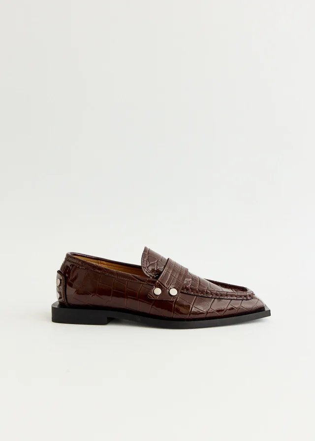 Ganni Studs Square Toe Loafers in Brown from Incu, photo 1 of 1