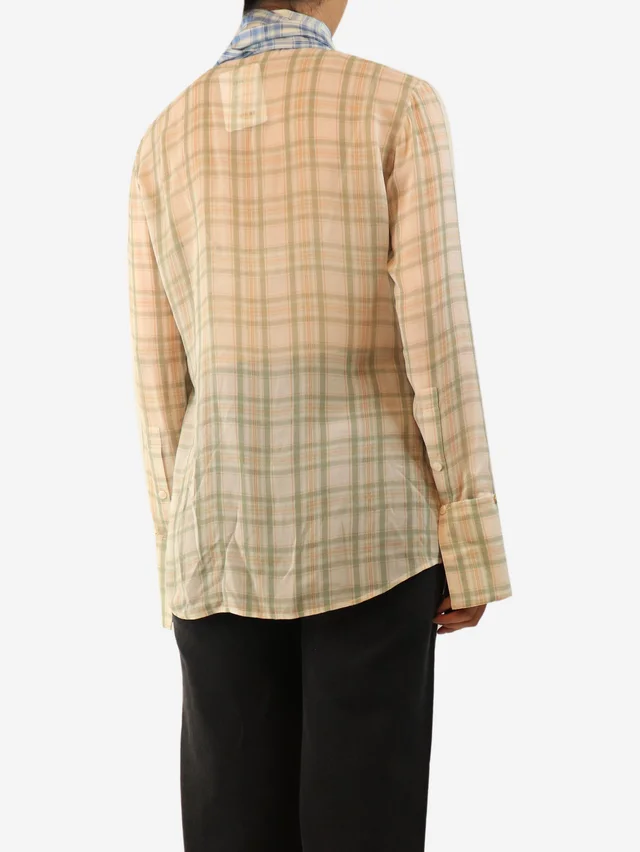 Acne Studios Green and blue plaid silk shirt - size UK 8 in Blue Silk from Sign of the Times, photo 2 of 2