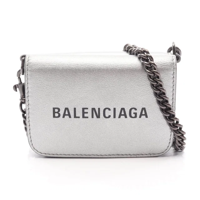 Balenciaga Cash Mini Chain Tri Fold Wallet Leather in Leather from LuxUness