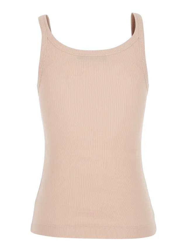 DOLCE E GABBANA Pink Sleeveless Top with Round Neck and Logo Patch on the Front in Cotton for Women in Pink, photo 4 of 6 from Gaudenzi Boutique