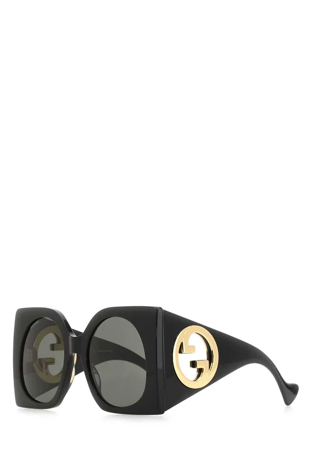 Gucci Oversized Acetate Sunglasses — Black Exterior in Black from HEWI