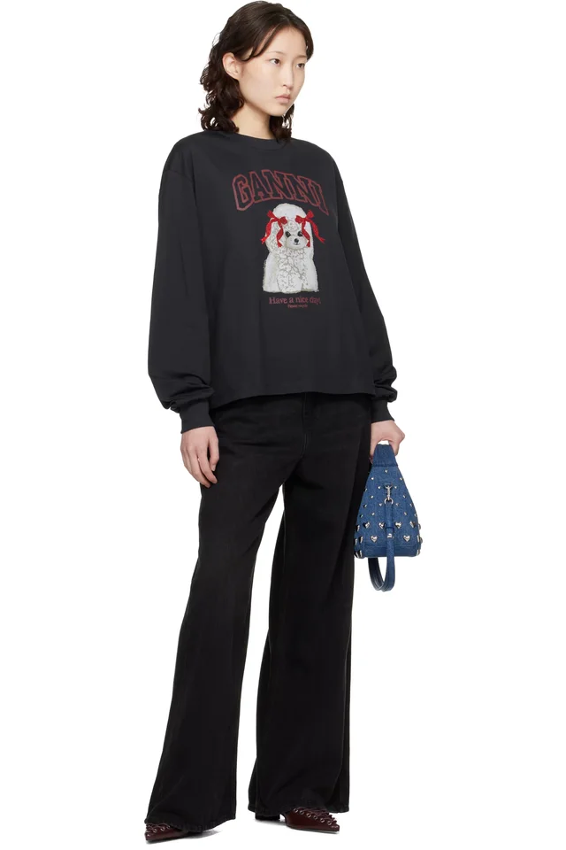 GANNI Black Poodle Longsleeve T-shirt, photo 4 of 4 from SSENSE