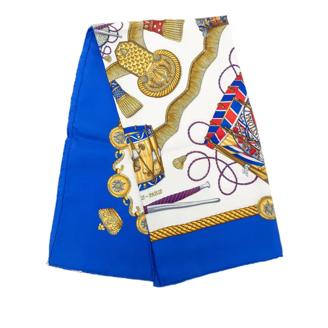 Multi Hermès Les Tambours Silk Scarf 90 Scarves in Silk from Designer Revival