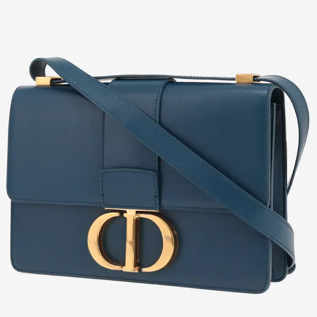 Dior 30 Montaigne handbag in blue leather in Blue Leather from Collector Square