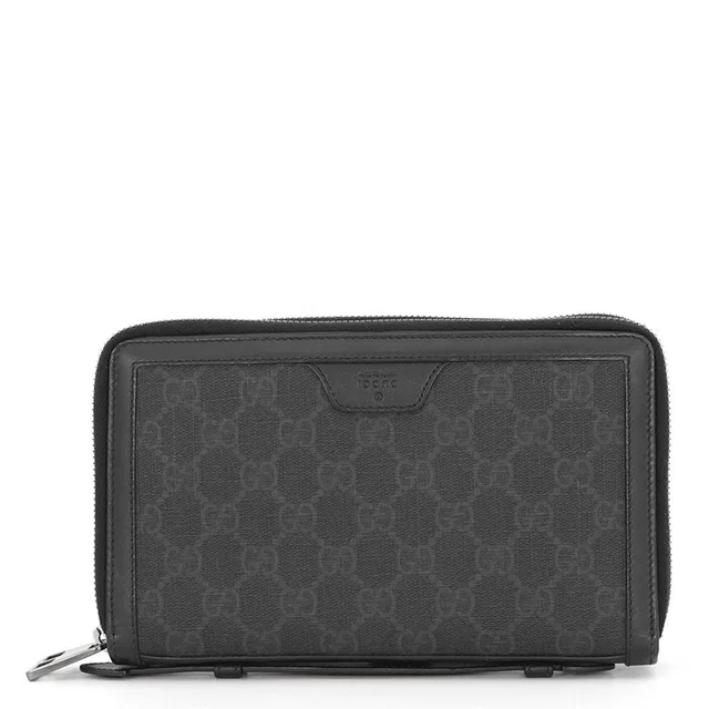 Gucci Clutch GG Supreme Second Black in Black Leather from The Reluxe