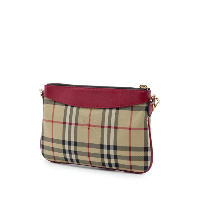 Beige Burberry Haymarket Check Nylon Peyton Crossbody in Beige Nylon from Designer Revival, photo 2 of 6