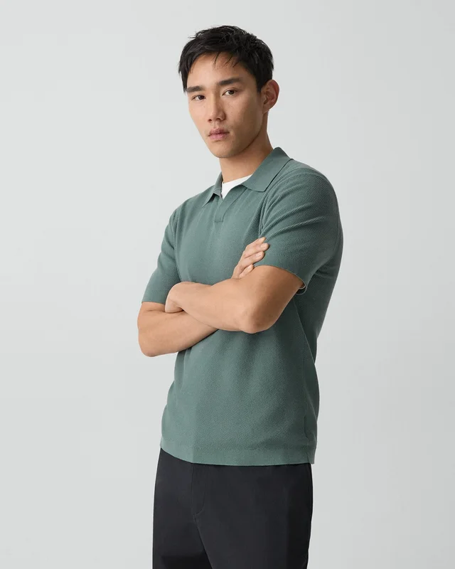 Theory Brenan Polo Shirt in Light Bilen in LIGHT PINE GROVE 62% Viscose, 38% Polyester; Exclusive Of Elastic, photo 2 of 8 from Theory