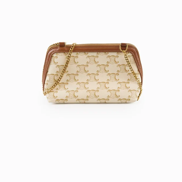Celine Clutch on Chain Triomphe Canvas in Canvas from The Purse Affair