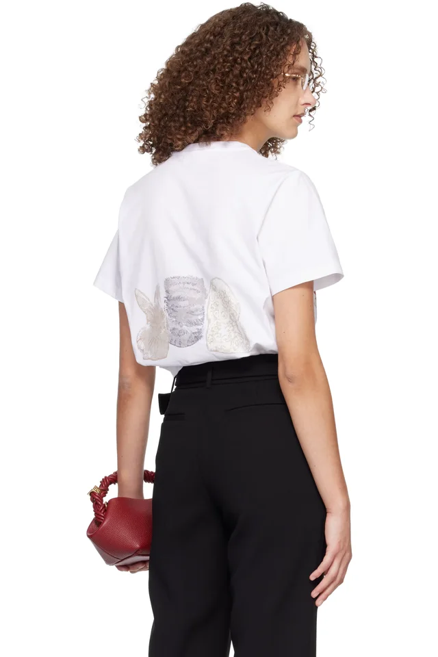 GANNI White Animals Print T-shirt, photo 3 of 5 from SSENSE