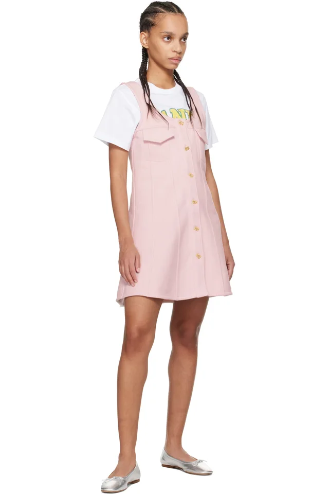 GANNI Pink Button-Up Minidress, photo 4 of 4 from SSENSE