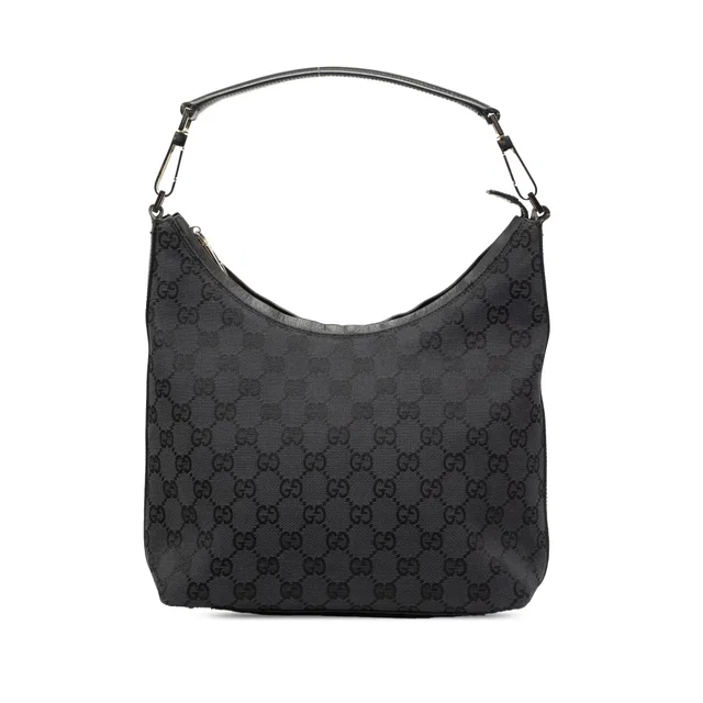 Black Gucci GG Canvas Shoulder Bag in Black Canvas from Designer Revival