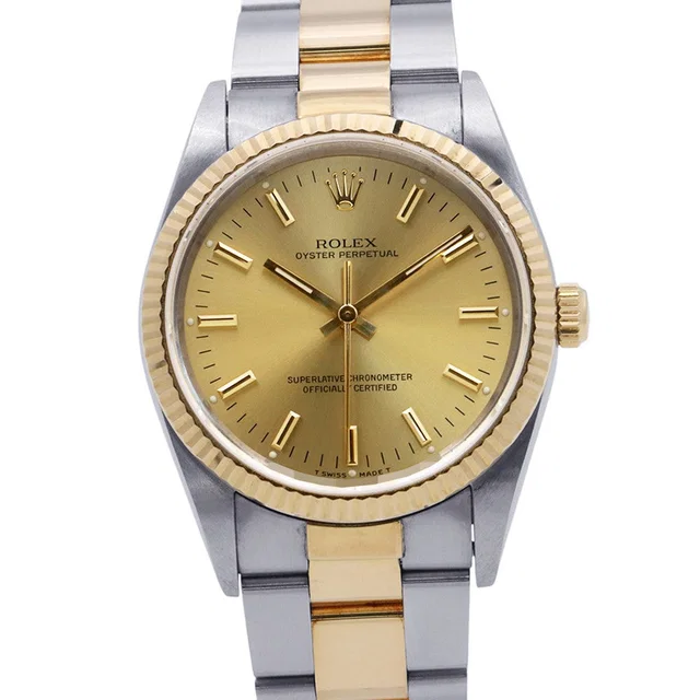 Rolex Oyster Perpetual W34mm Stainless Steel K18YG Champagne Dial14233 from GALLERY RARE