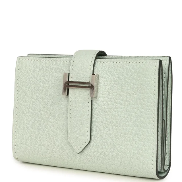 Hermès Bearn Mini Wallet Vert Peppermint Chevre Mysore Palladium Hardware in Green Goatskin from Madison Avenue Couture, photo 2 of 2