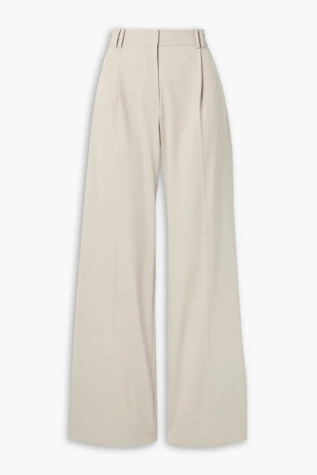 Proenza Schouler Savannah Pleated Wool-Blend Gabardine Wide-Leg Pants in Beige, photo 10 of 10 from THE OUTNET