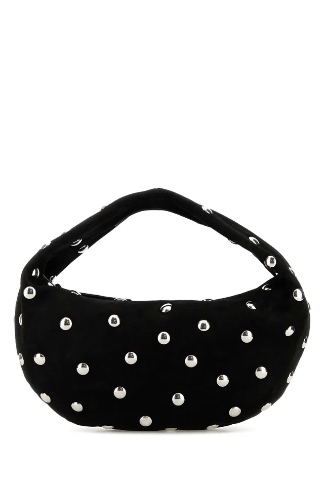 Khaite Studded Calfskin Hobo Bag — Black in Black Calfskin from HEWI