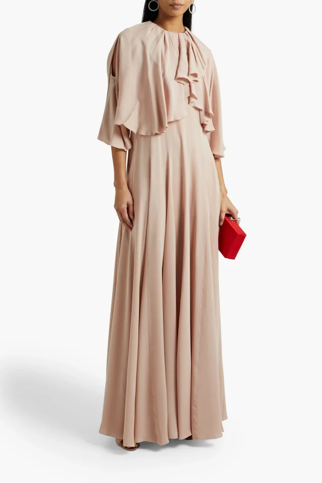 Valentino Garavani Draped Silk-Blend Crepe de Chine Gown in Blush, photo 2 of 4 from THE OUTNET