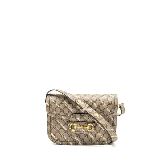 Gucci x Balenciaga Horsebit 1955 Bag GG Supreme/Balenciaga Print Canvas GHW in Canvas from EMIER