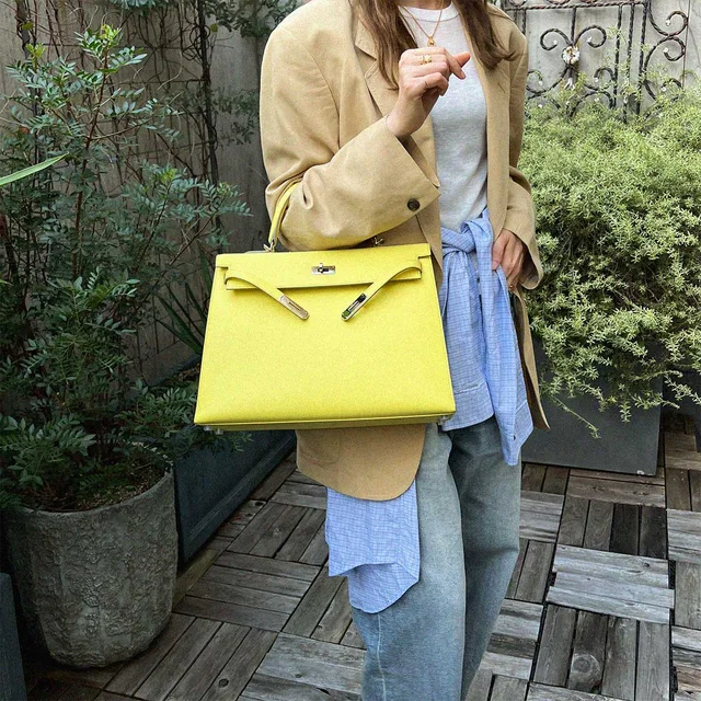 Hermès 2013 Kelly 35 Lime in Epsom leather from VINTAGE QOO TOKYO