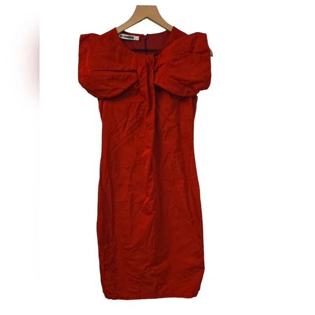 Jil Sander Silk Bow Dress Sz 36 It Made In Italy in red Silk from Poshmark