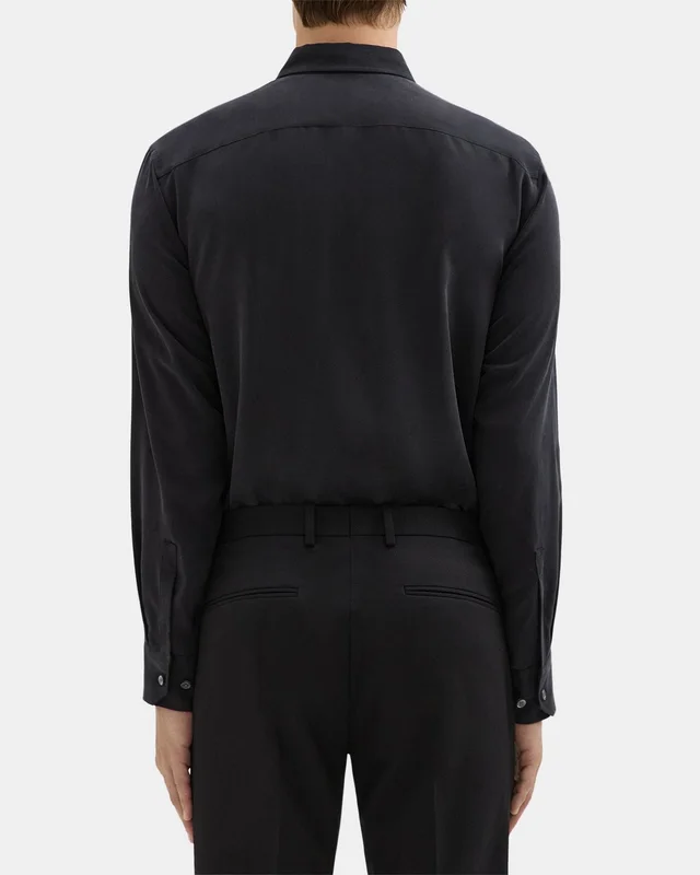 Theory Military Shirt in Fluid Twill in BLACK, photo 8 of 8 from Theory