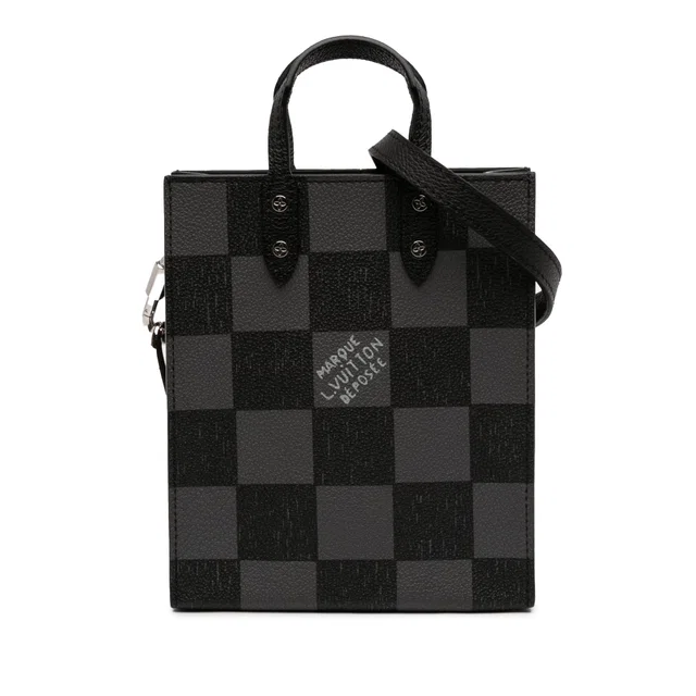 Black Louis Vuitton Damier Checkerboard Sac Plat XS Satchel in Black Canvas from Designer Revival