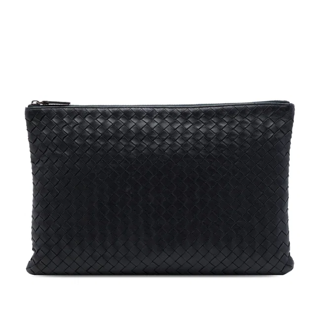 Black Bottega Veneta Nappa Intrecciato Clutch in Black Nappa leather from Designer Revival
