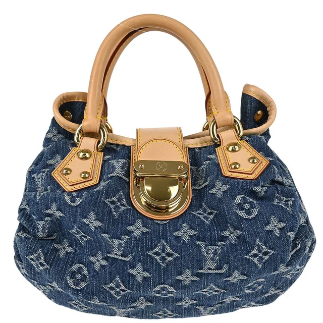 Louis Vuitton 2005 Blue Monogram Denim Pleaty Handbag M95020 in Blue Denim from AMORE Vintage Tokyo