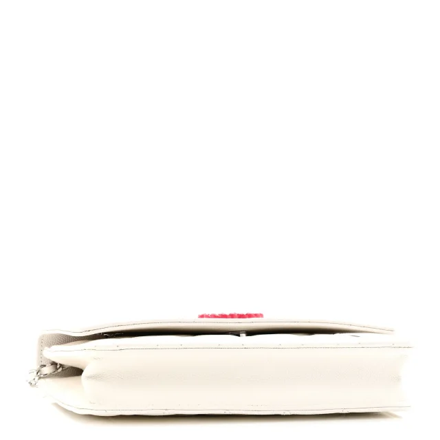 Caviar Quilted Chanel 19 Wallet on Chain WOC White Pink in White Caviar leather from FASHIONPHILE, photo 4 of 12