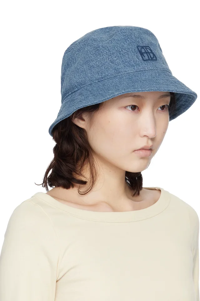 ANINE BING Blue Nicks Bucket Hat, photo 2 of 3 from SSENSE