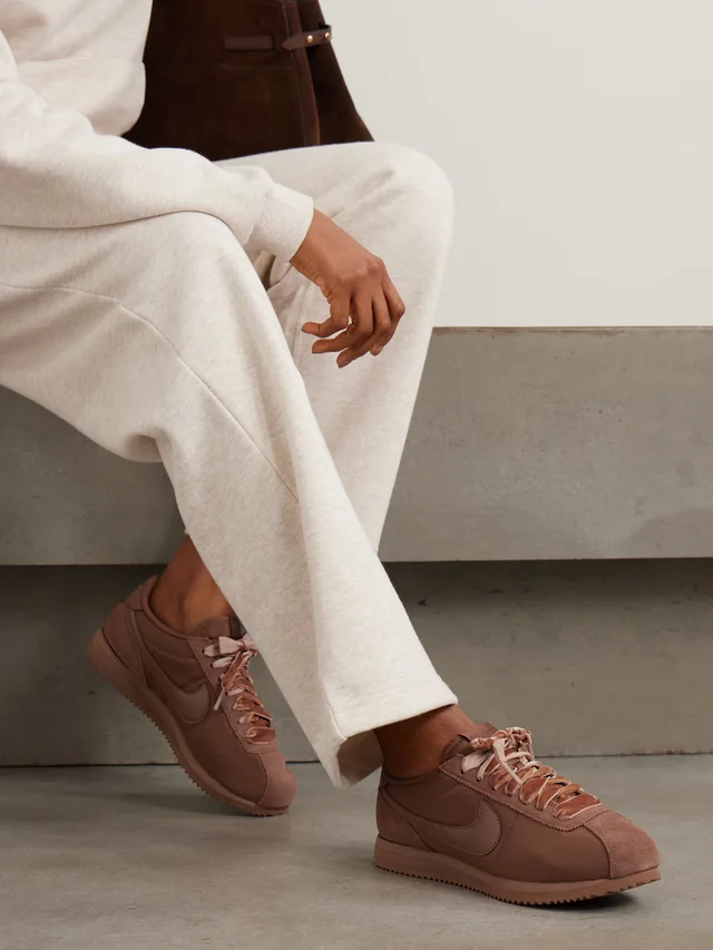 NIKE Cortez leather, suede and canvas sneakers in Brown, photo 2 of 2 from NET-A-PORTER (Canada)