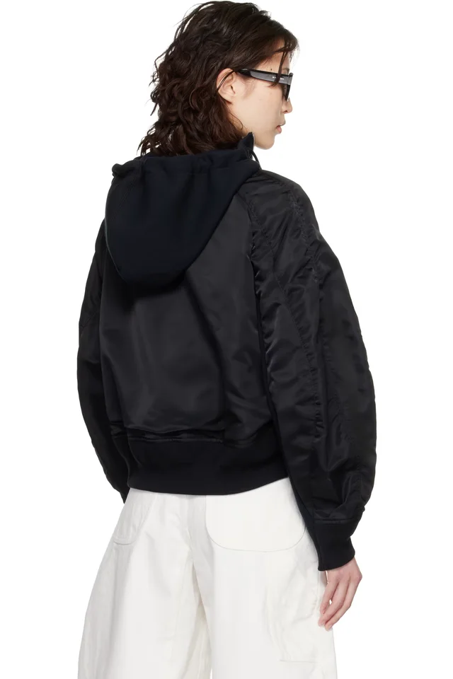 sacai Black Sponge Sweat Hoodie, photo 3 of 4 from SSENSE
