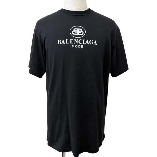 Balenciaga Cotton 100% BB Logo Print Short Sleeve T-Shirt Black XS in Black from The Reluxe