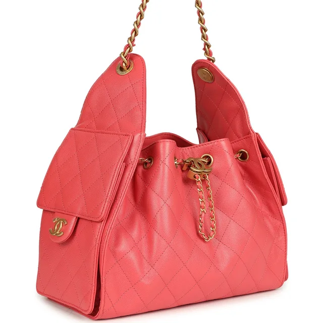 Chanel Small 25 Hobo Bag Coral Pink Caviar Antique Gold Hardware in Pink Caviar leather from Madison Avenue Couture, photo 2 of 2