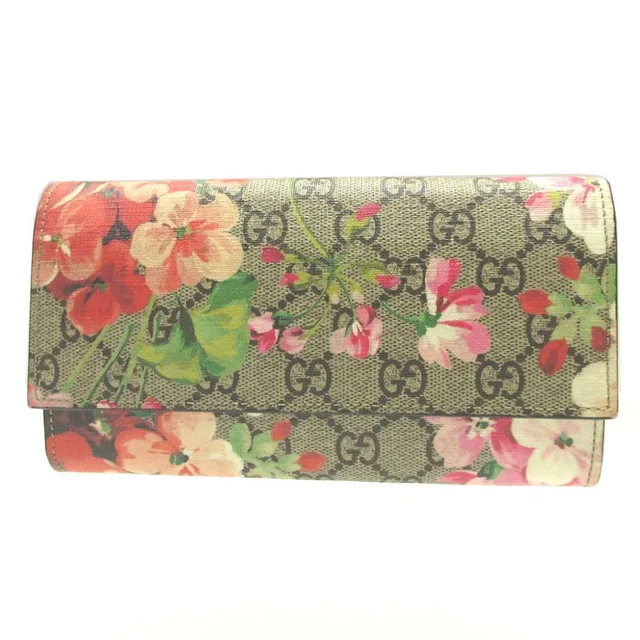 Gucci GG Blooms Supreme Leather Beige Red Bifold Wallet in Beige Leather from The Reluxe