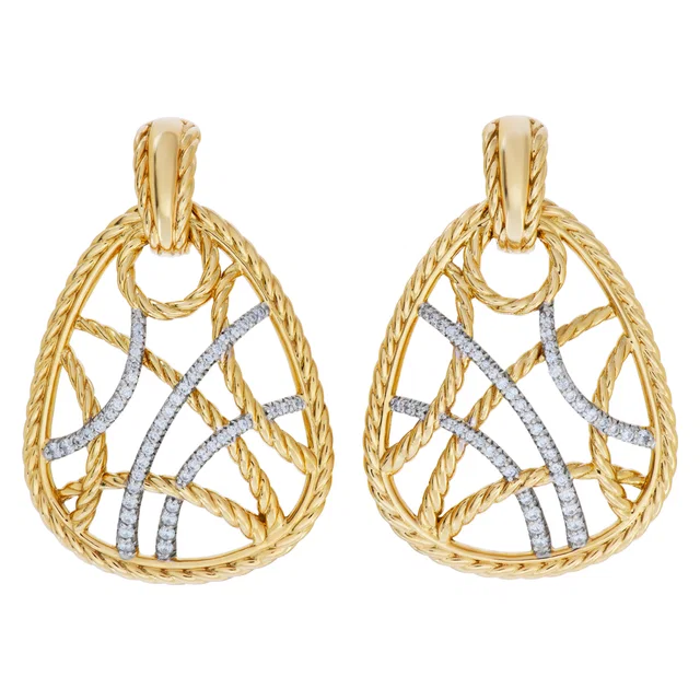 David Yurman Intricate earrings in 18k with diamonds in Yellow Gold from Gray And Sons